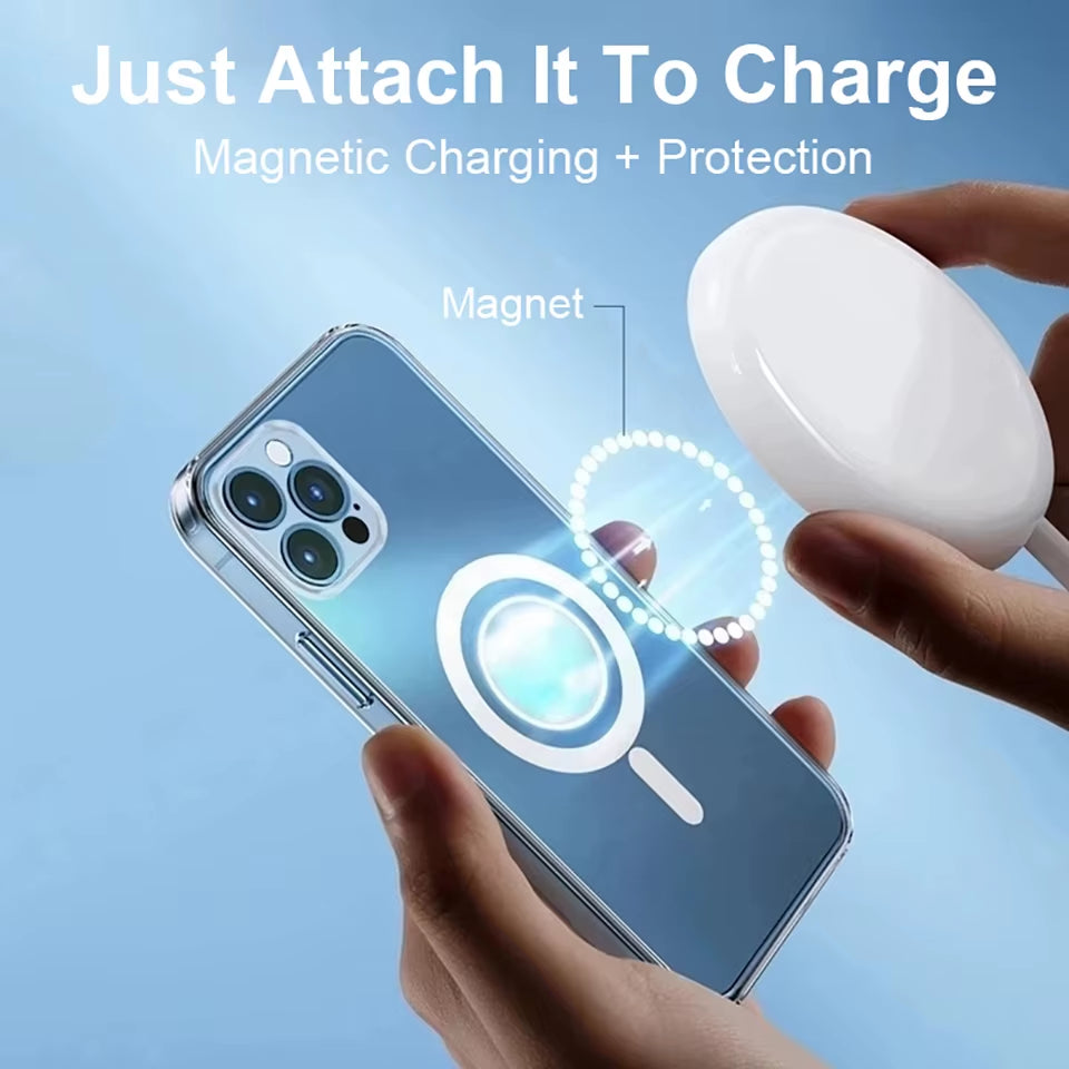 Magsafe Transparent Wireless Charger Case for Iphone 14 11 12 13 Pro Max 14 plus Magnetic Case for Iphone 12 13 Mini Clear Cover