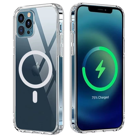 Magsafe Transparent Wireless Charger Case for Iphone 14 11 12 13 Pro Max 14 plus Magnetic Case for Iphone 12 13 Mini Clear Cover